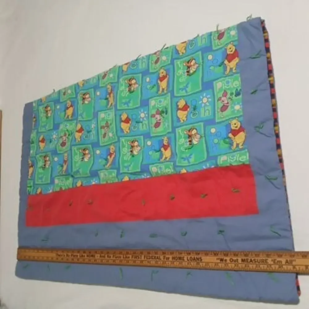 Winnie The Pooh Hand Made Quilt 56x39 flannel backed knotted Piglet Tigger